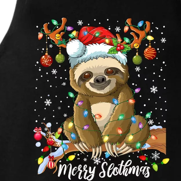 Merry Slothmas Christmas Sloth Lover Xmas Pajamas Christmas Cool Gift Ladies Tri-Blend Wicking Tank