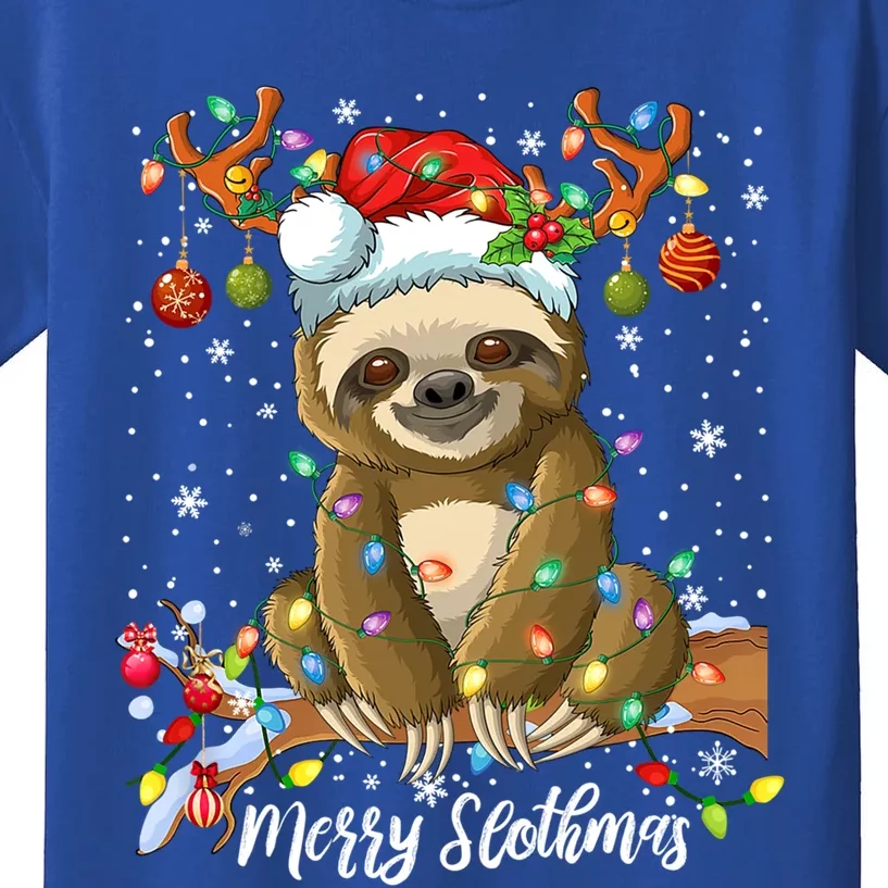 Merry Slothmas Christmas Sloth Lover Xmas Pajamas Christmas Cool Gift Kids T-Shirt