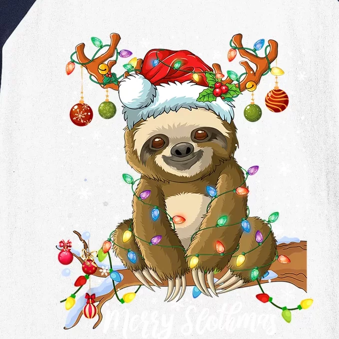 Merry Slothmas Christmas Sloth Lover Xmas Pajamas Christmas Cool Gift Baseball Sleeve Shirt