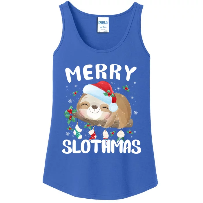 Merry Slothmas Christmas Pajama For Sloth Lovers Gift Ladies Essential Tank