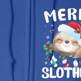 Merry Slothmas Christmas Pajama For Sloth Lovers Gift Full Zip Hoodie