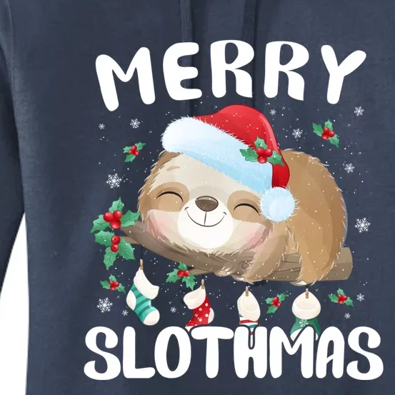 Merry Slothmas Christmas Pajama For Sloth Lovers Gift Women's Pullover Hoodie