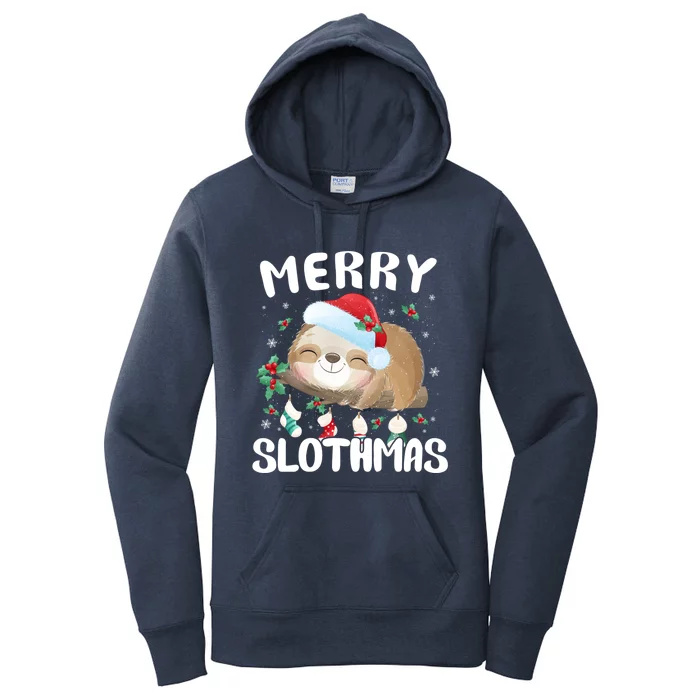 Merry Slothmas Christmas Pajama For Sloth Lovers Gift Women's Pullover Hoodie