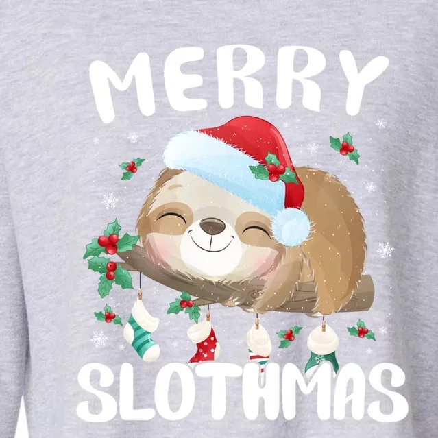 Merry Slothmas Christmas Pajama For Sloth Lovers Gift Cropped Pullover Crew