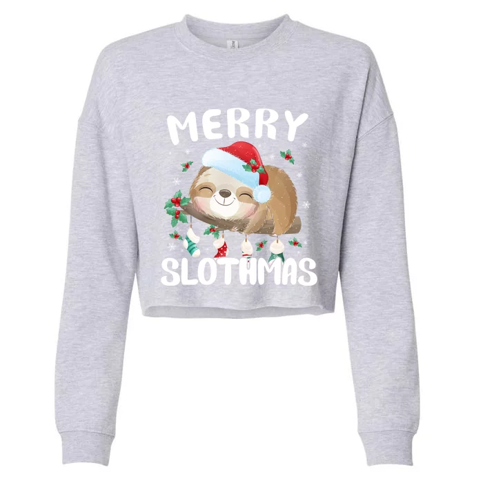 Merry Slothmas Christmas Pajama For Sloth Lovers Gift Cropped Pullover Crew