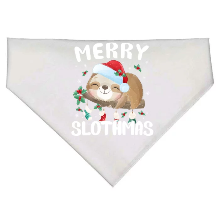 Merry Slothmas Christmas Pajama For Sloth Lovers Gift USA-Made Doggie Bandana