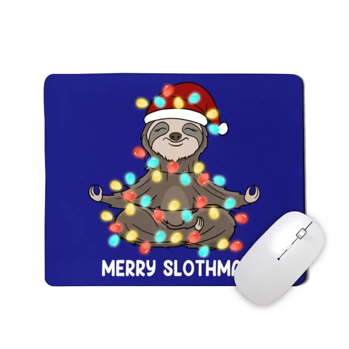 Merry Slothmas Christmas Sloth Pajamas Santa Hat Xmas Sloth Gift Mousepad