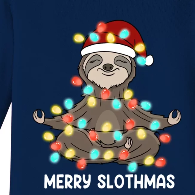 Merry Slothmas Christmas Sloth Pajamas Santa Hat Xmas Sloth Gift Baby Long Sleeve Bodysuit