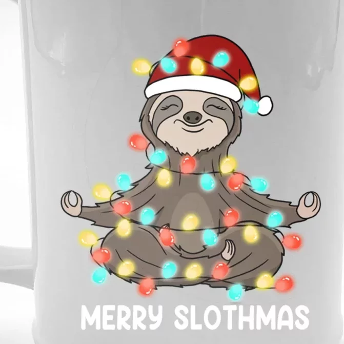 Merry Slothmas Christmas Sloth Pajamas Santa Hat Xmas Sloth Gift Front & Back Beer Stein