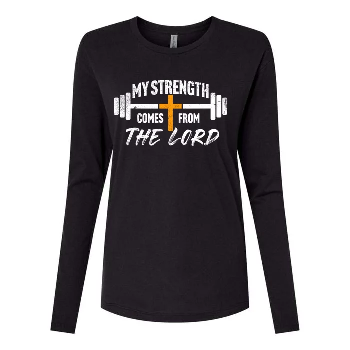 My Strength Comes From The Lord Womens Cotton Relaxed Long Sleeve T-Shirt