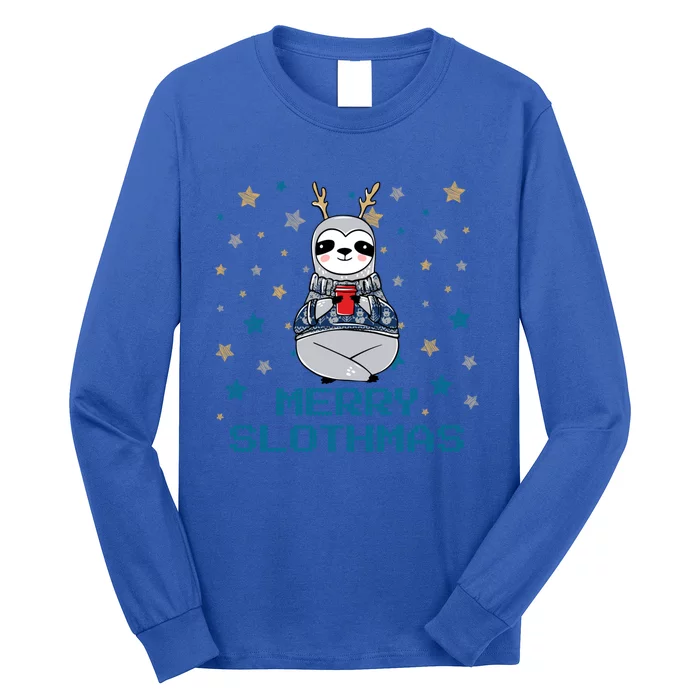 Merry Slothmas Cute Christmas Sloth Gift Long Sleeve Shirt