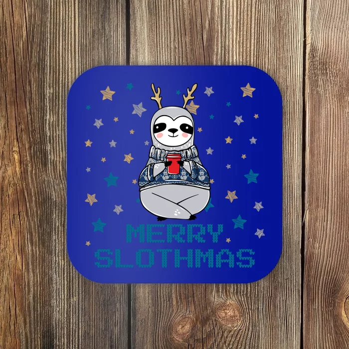 Merry Slothmas Cute Christmas Sloth Gift Coaster