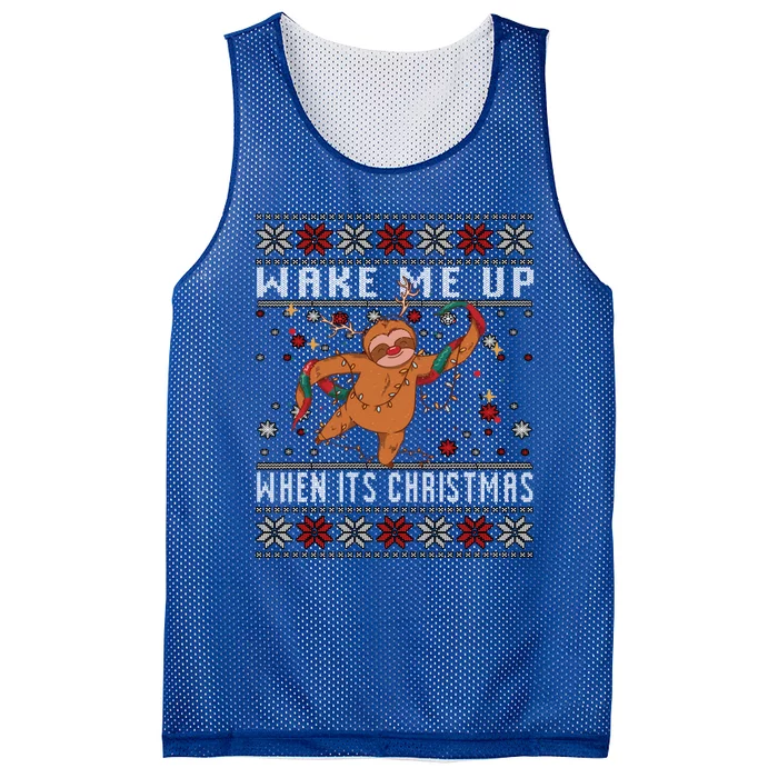 Merry Slothmas Christmas Pyjamas For Sloth Lovers Gift Mesh Reversible Basketball Jersey Tank