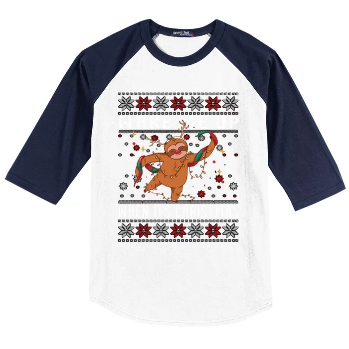 Merry Slothmas Christmas Pyjamas For Sloth Lovers Gift Baseball Sleeve Shirt