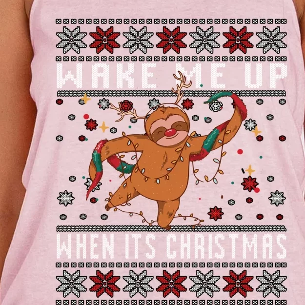 Merry Slothmas Christmas Pyjamas For Sloth Lovers Gift Women's Knotted Racerback Tank