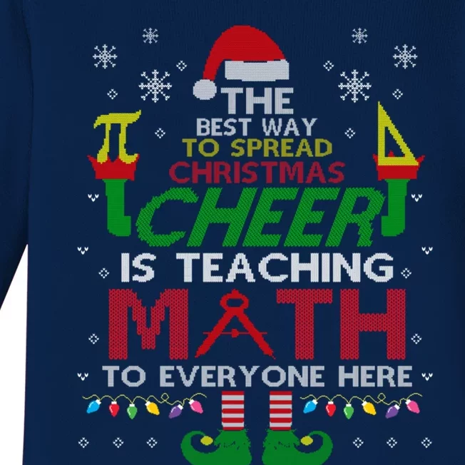 Math Spread Christmas Cheer Teach Math To Everyone Here Elf Cool Gift Baby Long Sleeve Bodysuit