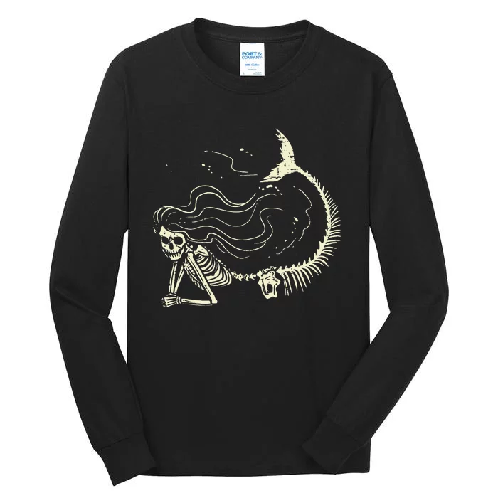 Mermaid Skeleton Cute Halloween Costume Women Tall Long Sleeve T-Shirt