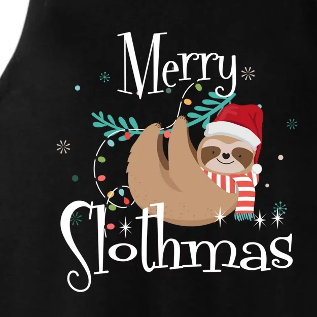 Merry Slothmas Cute Sloth Christmas Pajama Gift Ladies Tri-Blend Wicking Tank