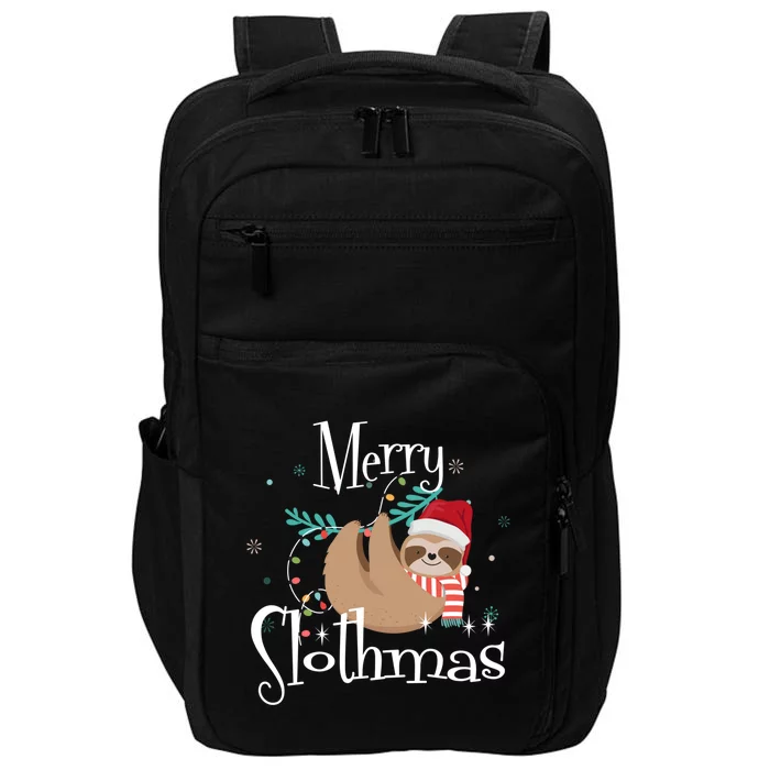 Merry Slothmas Cute Sloth Christmas Pajama Gift Impact Tech Backpack