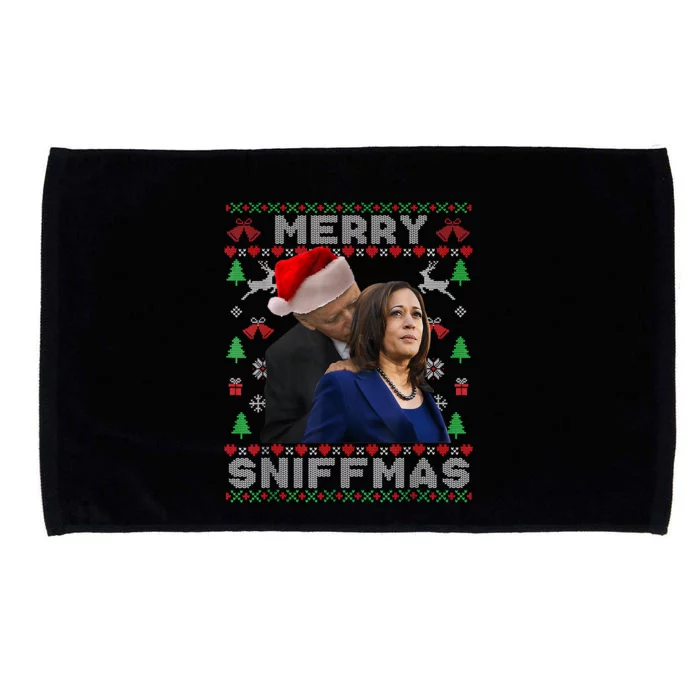 Merry Sniffmas Christmas Anti Biden Ugly Xmas Family Pajamas Microfiber Hand Towel