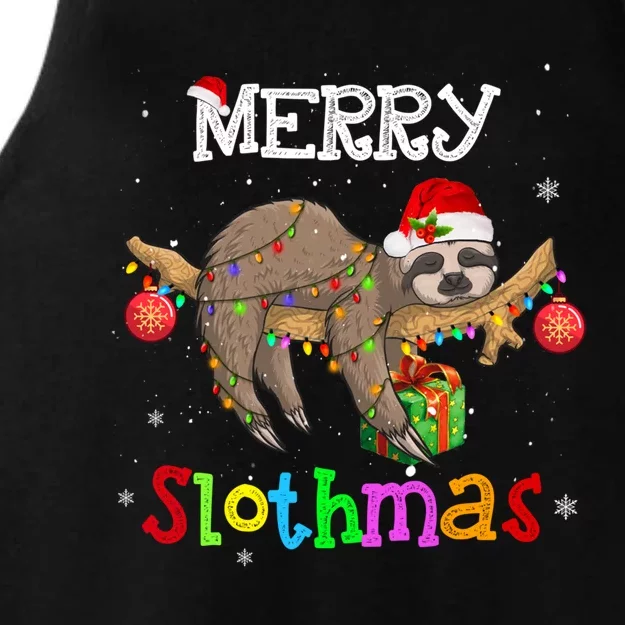 Merry Slothmas Christmas Pajama For Sloth Lovers Gift Ladies Tri-Blend Wicking Tank