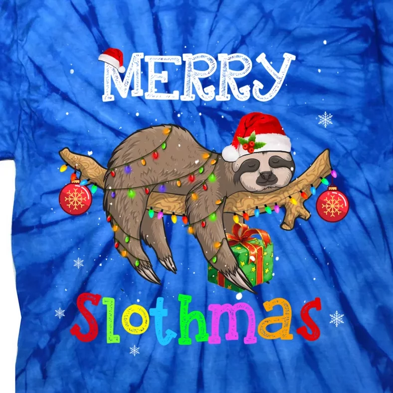 Merry Slothmas Christmas Pajama For Sloth Lovers Gift Tie-Dye T-Shirt