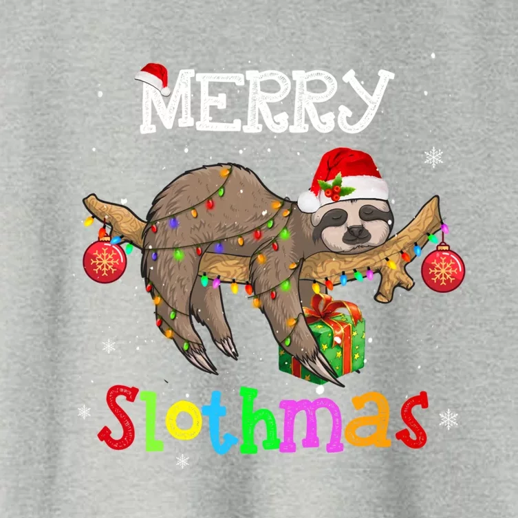 Merry Slothmas Christmas Pajama For Sloth Lovers Gift Women's Crop Top Tee