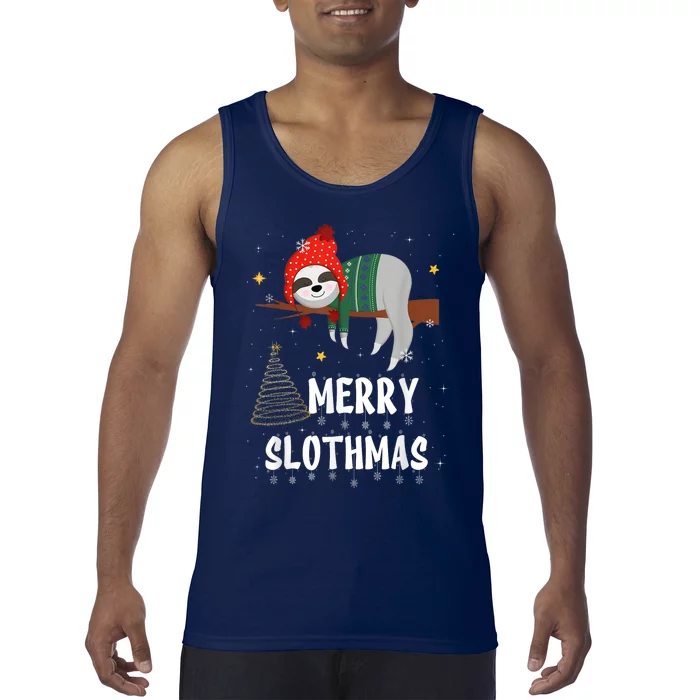 Merry Slothmas Christmas Pajama For Sloth Lovers Tank Top