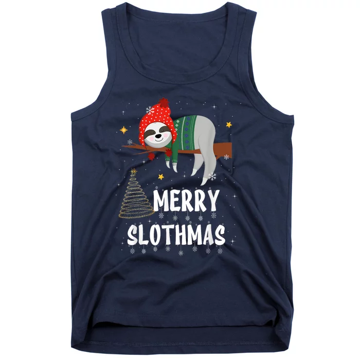 Merry Slothmas Christmas Pajama For Sloth Lovers Tank Top