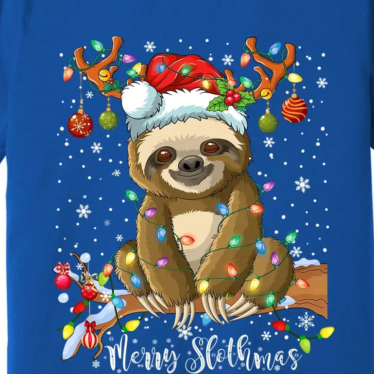 Merry Slothmas Christmas Pajama For Sloth Lovers Funny Gift Premium T-Shirt