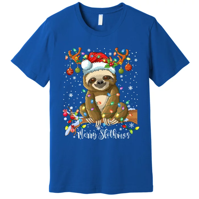 Merry Slothmas Christmas Pajama For Sloth Lovers Funny Gift Premium T-Shirt