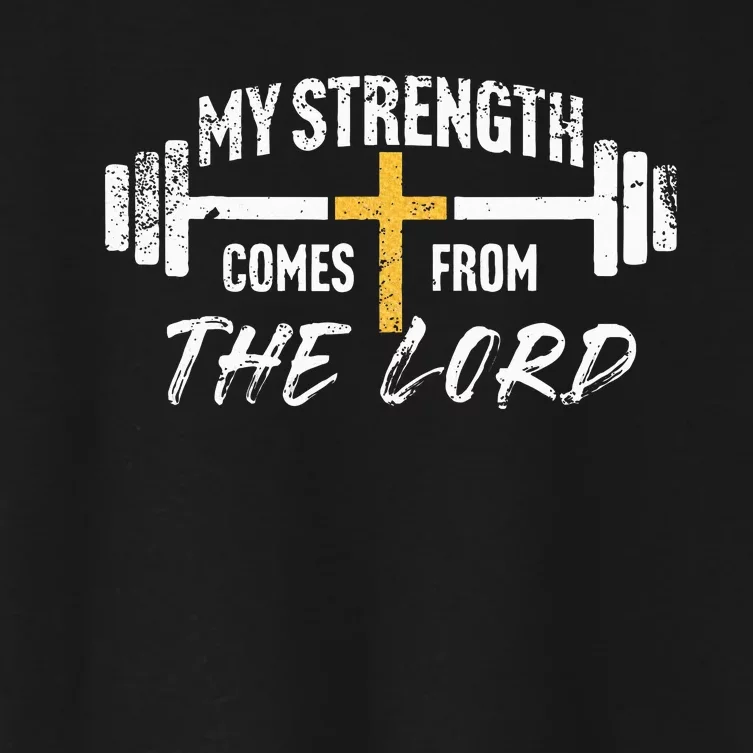 My Strength Christian Bible Verse Gym Workout Women's Crop Top Tee