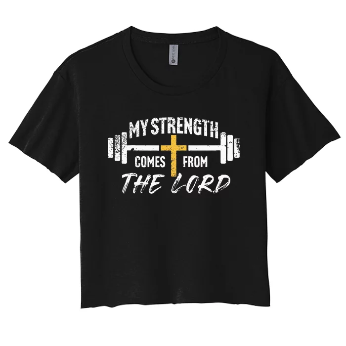 My Strength Christian Bible Verse Gym Workout Women's Crop Top Tee