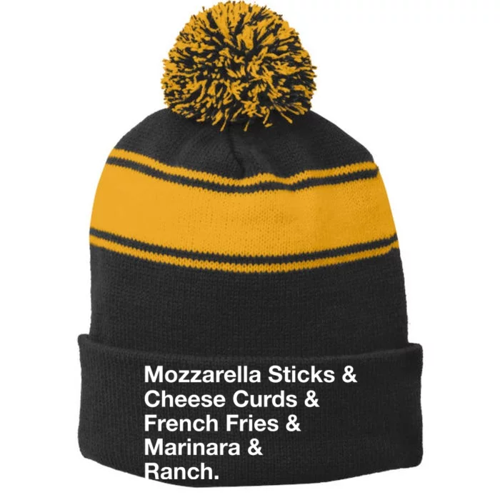 Mozzarella Sticks Cheese Curds French Fries Marinara Ranch Stripe Pom Pom Beanie