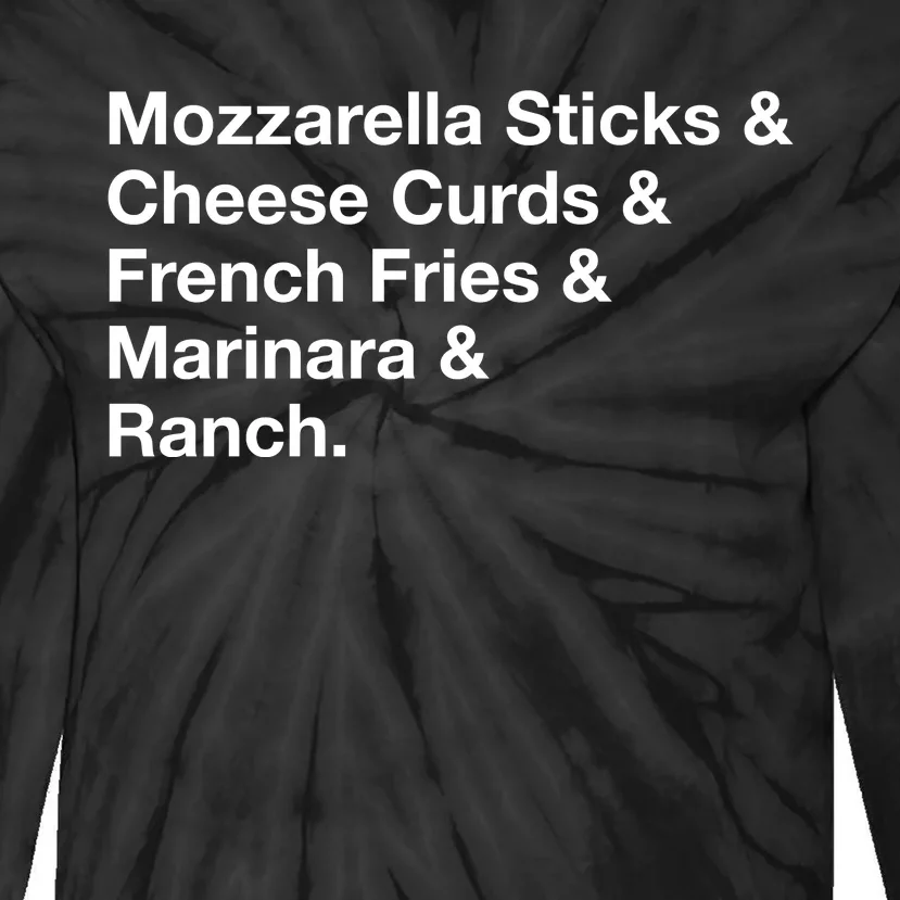 Mozzarella Sticks Cheese Curds French Fries Marinara Ranch Tie-Dye Long Sleeve Shirt