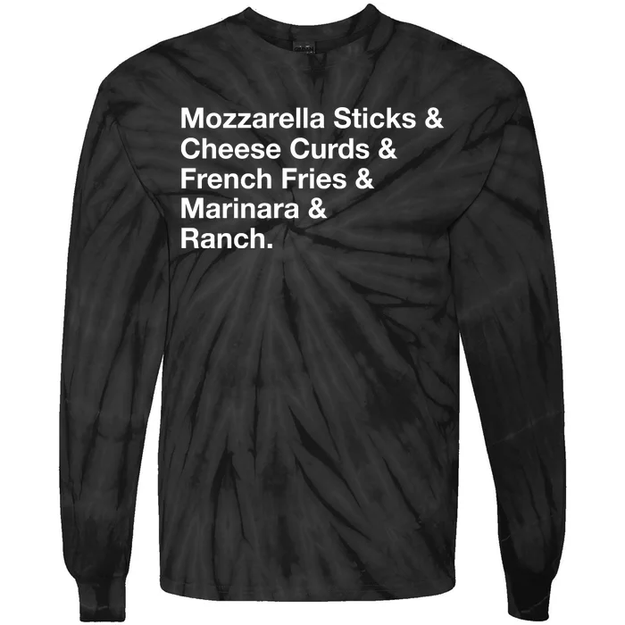 Mozzarella Sticks Cheese Curds French Fries Marinara Ranch Tie-Dye Long Sleeve Shirt