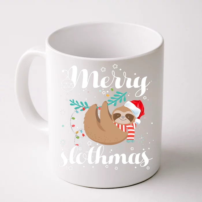 Merry Slothmas Christmas Pajama For Sloth Lovers Gift Front & Back Coffee Mug