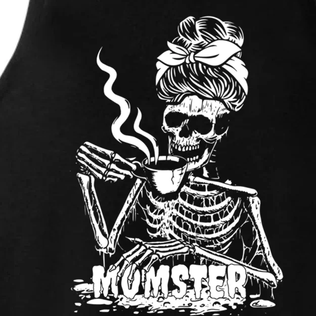 Momster Skeleton Coffee Funny Halloween Mom Mama Cute Gift Ladies Tri-Blend Wicking Tank