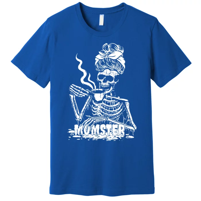 Momster Skeleton Coffee Funny Halloween Mom Mama Cute Gift Premium T-Shirt