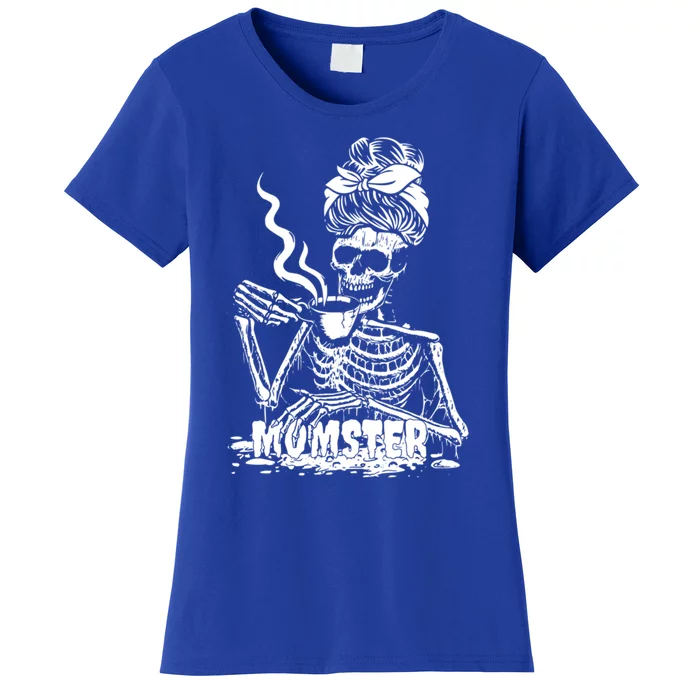 Momster Skeleton Coffee Funny Halloween Mom Mama Cute Gift Women's T-Shirt