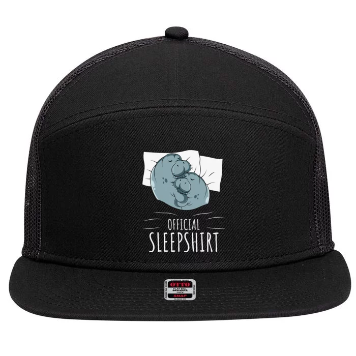 Manatee Sea Cow Sleep 7 Panel Mesh Trucker Snapback Hat