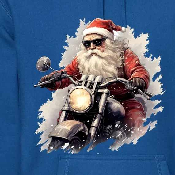 Motorcycling Santa Claus Christmas Is Coming Gift Premium Hoodie