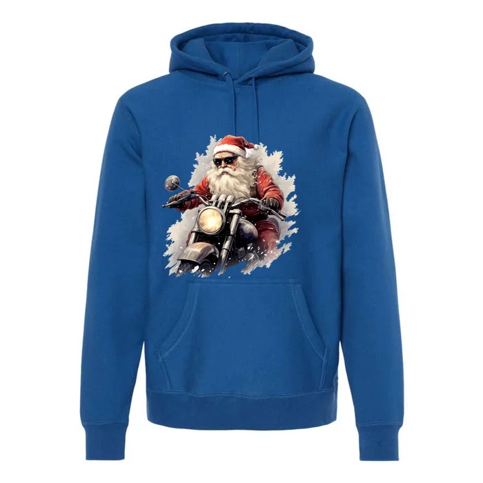 Motorcycling Santa Claus Christmas Is Coming Gift Premium Hoodie