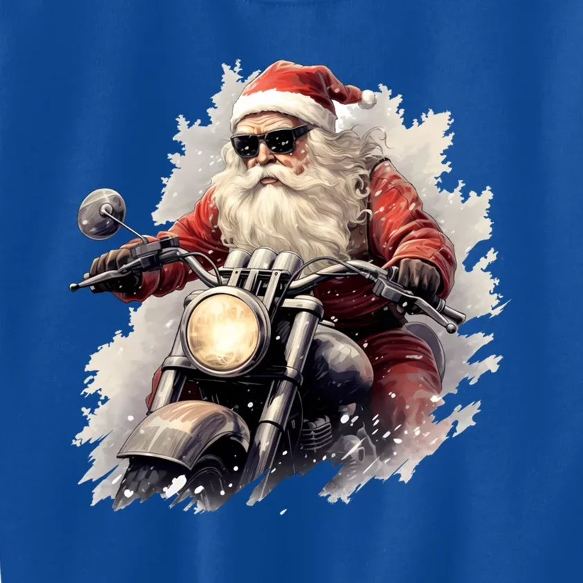 Motorcycling Santa Claus Christmas Is Coming Gift Kids Sweatshirt