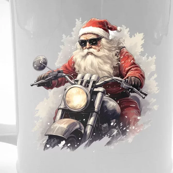 Motorcycling Santa Claus Christmas Is Coming Gift Front & Back Beer Stein