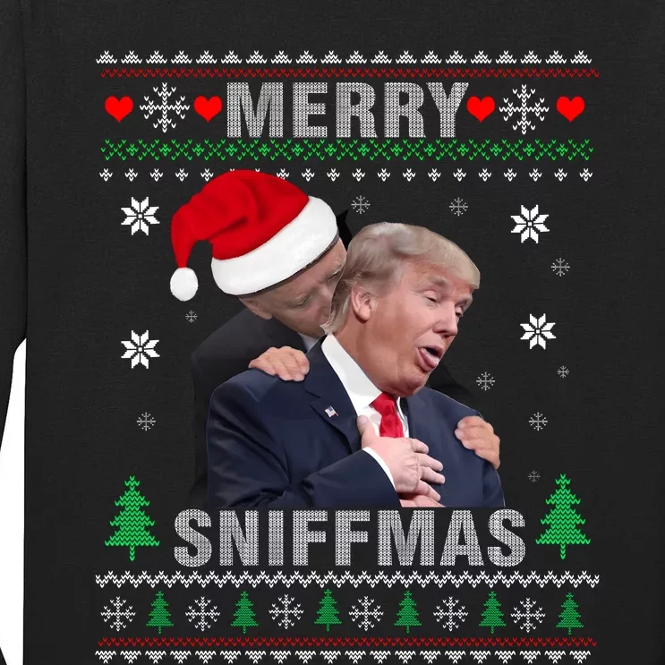 Merry Sniffmas Christmas Anti Biden Ugly Christmas Sweater Tall Long Sleeve T-Shirt