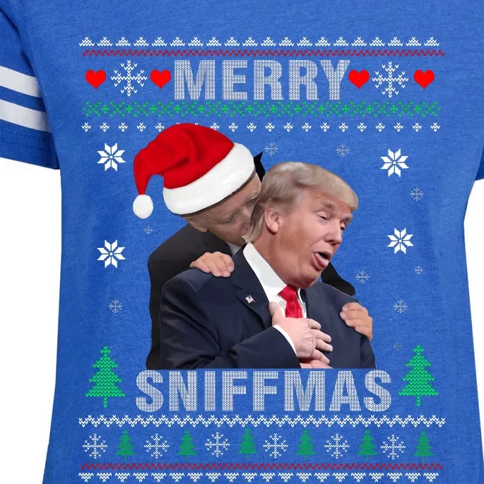 Merry Sniffmas Christmas Anti Biden Ugly Christmas Sweater Enza Ladies Jersey Football T-Shirt