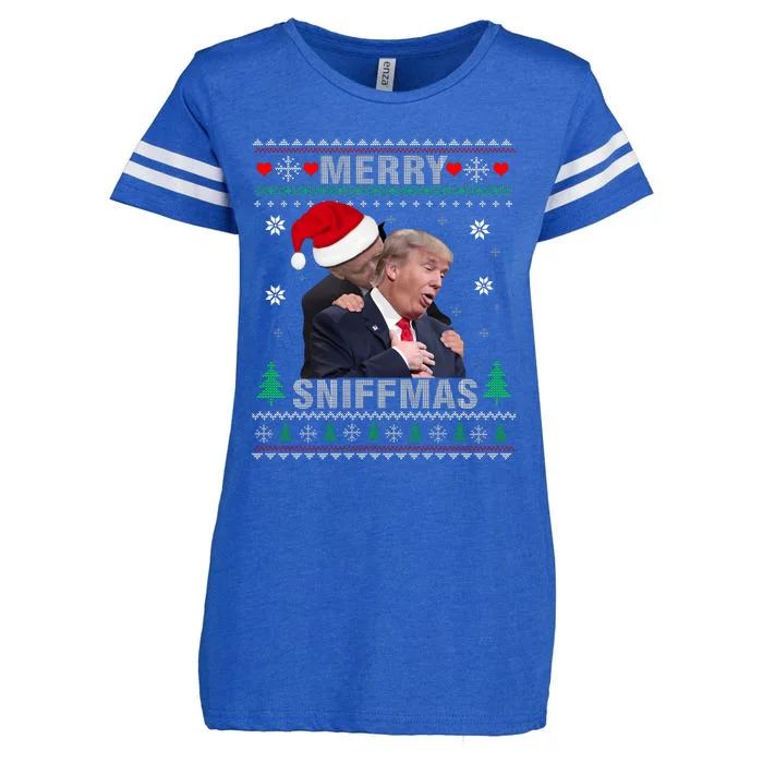 Merry Sniffmas Christmas Anti Biden Ugly Christmas Sweater Enza Ladies Jersey Football T-Shirt