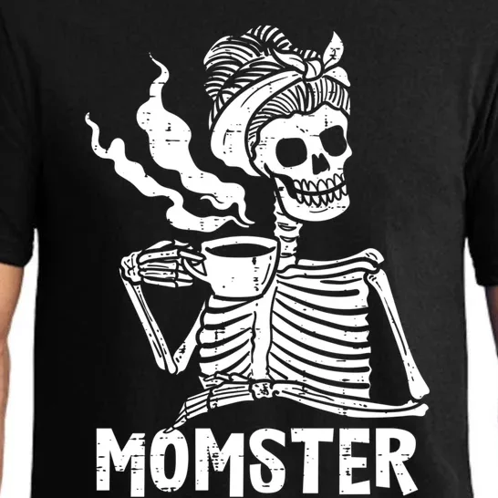 Momster Skeleton Coffee Funny Halloween Mom Mama Cute Gift Pajama Set