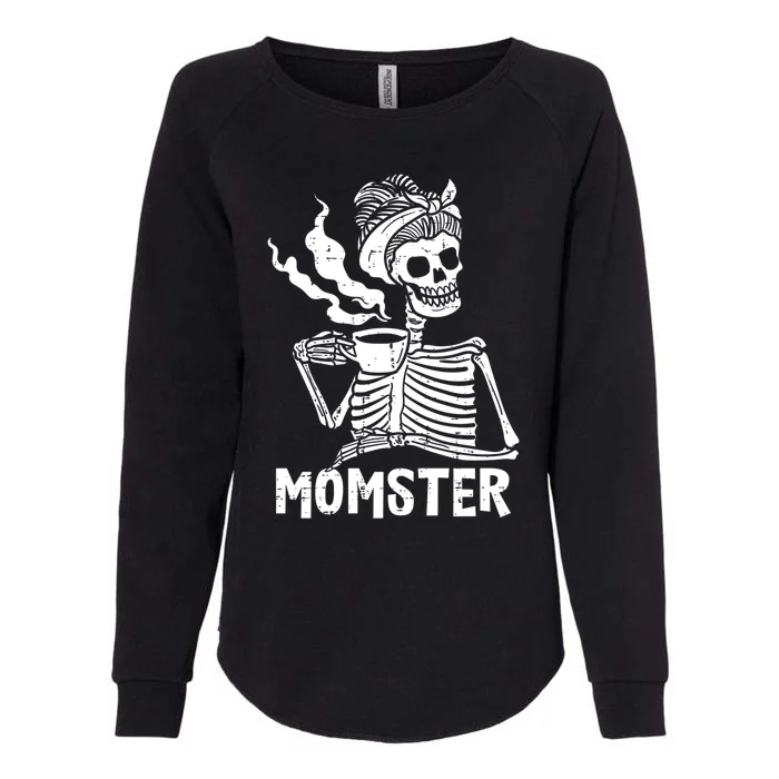 Momster Skeleton Coffee Funny Halloween Mom Mama Cute Gift Womens California Wash Sweatshirt